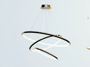 led art chandelier - gold 3D Model