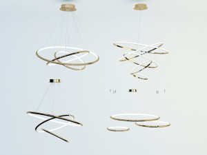 led art chandelier - gold 3Dモデル