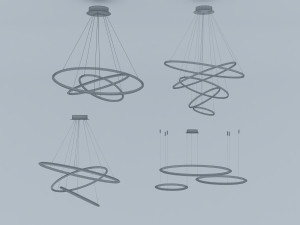 led art chandelier - gold 3Dモデル