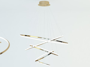 led art chandelier - gold 3Dモデル