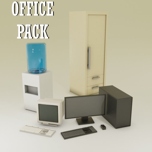 low poly office-pack 3D Model .c4d .max .obj .3ds .fbx .stl .blend 