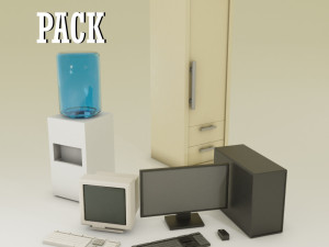 low poly office-pack 3D 모델