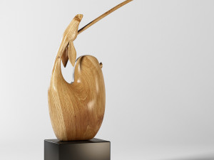 wooden deer sculpture 3D Модель