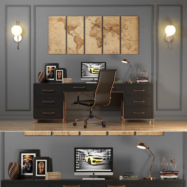 workplace 01 3D Model .c4d .max .obj .3ds .fbx .stl .blend 