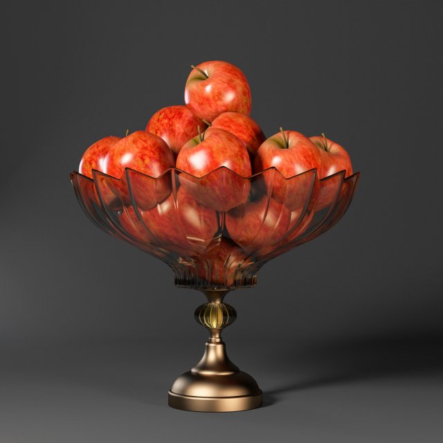fruit dish with apples 3D Model .c4d .max .obj .3ds .fbx .stl .blend 