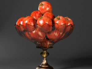 fruit dish with apples 3D Model