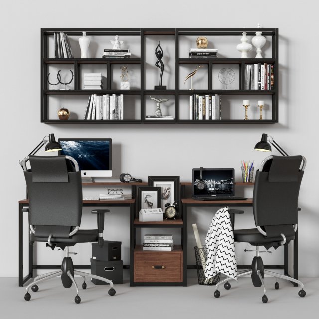 workplace 02 3D 모델 .c4d .max .obj .3ds .fbx .stl .blend 