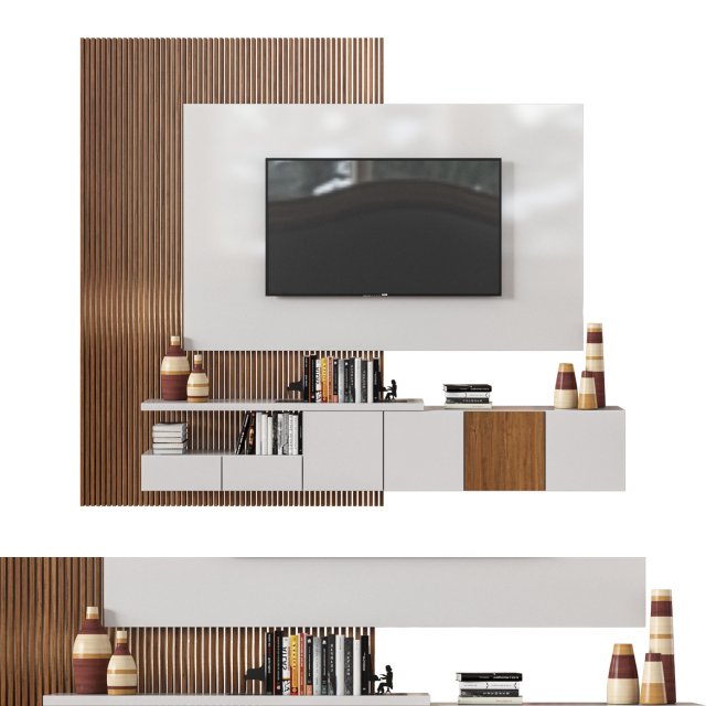 tv wall 02 3D Model .c4d .max .obj .3ds .fbx .stl .blend 