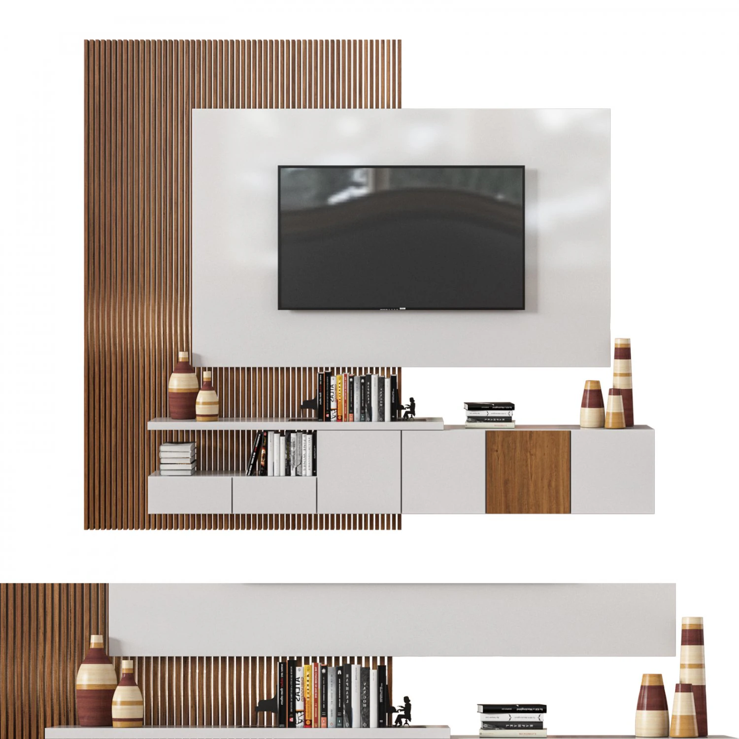 tv wall 02 3D Model .c4d .max .obj .3ds .fbx .stl .blend 
