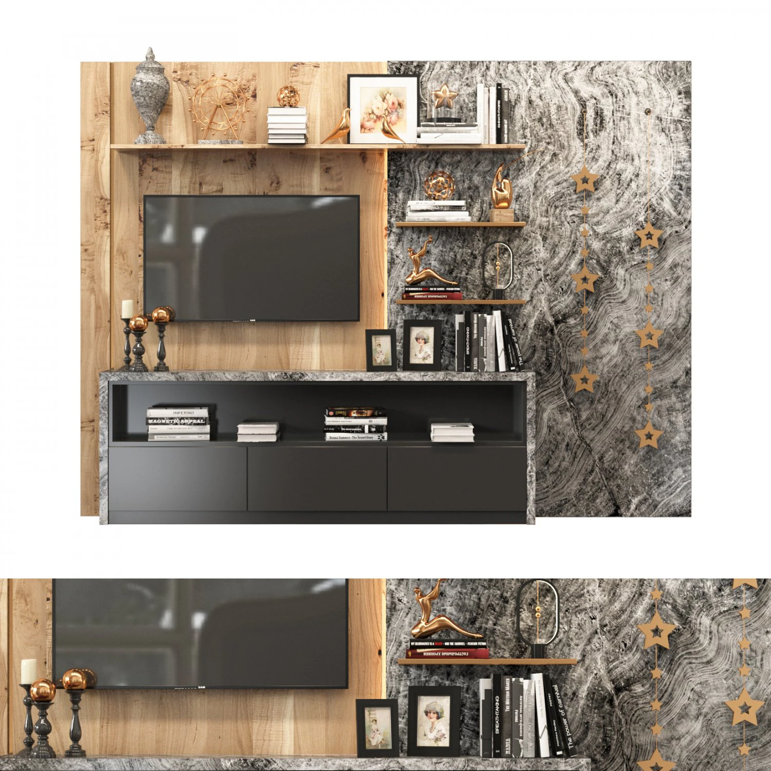 tv wall 03 3D Model .c4d .max .obj .3ds .fbx .stl .blend 