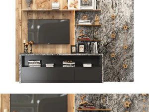 mur de t&eacute;l&eacute;vision 03 Modèle 3D