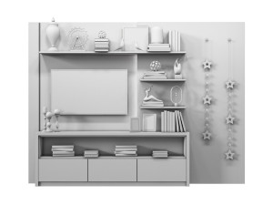 tv wall 03 3D 모델