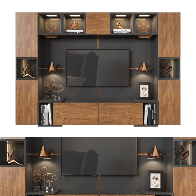 tv wall 01 Modello 3D .c4d .max .obj .3ds .fbx .stl .blend 