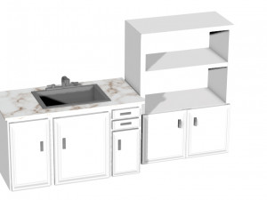 kitchen sink and kitchen shelf 2 separate units 3D मॉडल