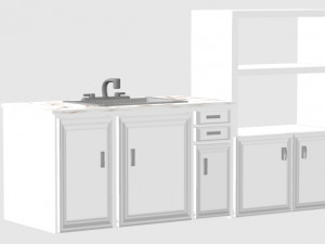 kitchen sink and kitchen shelf 2 separate units 3D मॉडल