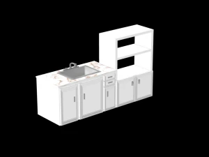 kitchen sink and kitchen shelf 2 separate units 3D Model