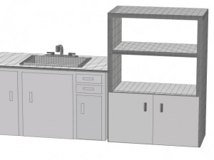 kitchen sink and kitchen shelf 2 separate units 3D मॉडल