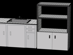 kitchen sink and kitchen shelf 2 separate units 3D मॉडल
