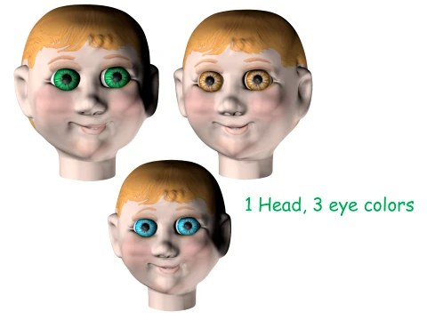 Baby Child Head 3 eye colors all textures included 3D Model