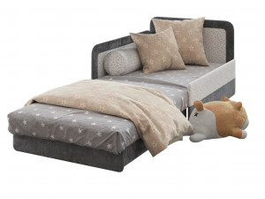 children open bed sofa and shiba toy 3D Модель