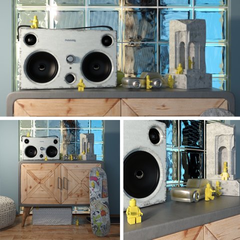 decorative set in the style of loft Modelo 3D .c4d .max .obj .3ds .fbx .stl .blend 