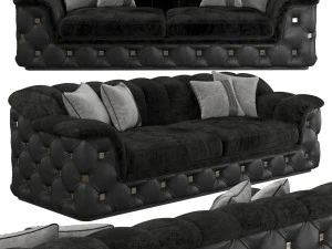 диван пагорб джанфранко ферре чорна шкіра 3D Модель