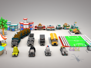 low poly city Modelo 3D