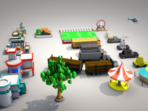 low poly city 3Dモデル