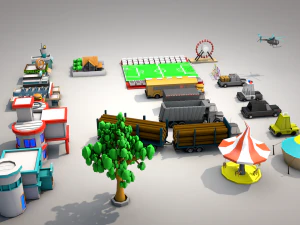 low poly city 3D Model