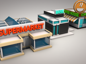 low poly city 3Dモデル