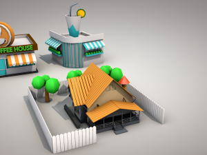 low poly city 3Dモデル