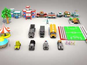 low poly city 3Dモデル