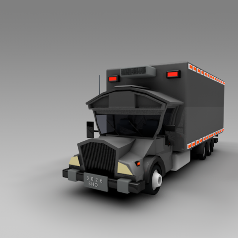low poly truck rfrigration 3D Model .c4d .max .obj .3ds .fbx .stl .blend