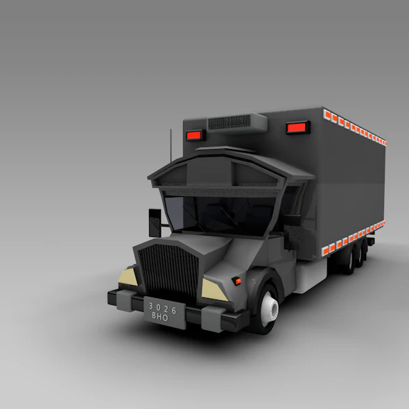 low poly truck rfrigration 3D Model .c4d .max .obj .3ds .fbx .stl .blend 