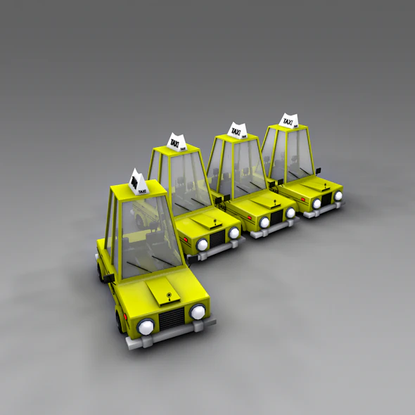 low poly taxi car 3D Model .c4d .max .obj .3ds .fbx .stl .blend 