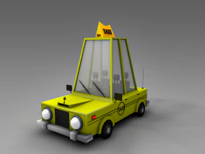 low poly taxi car 3D Model