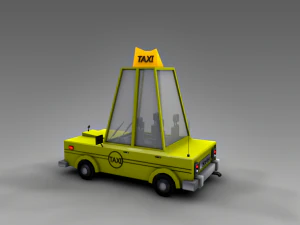 low poly taxi car 3D Model