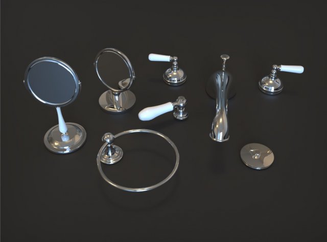 bathroom chrome pack 3D 模型 .c4d .max .obj .3ds .fbx .stl .blend 