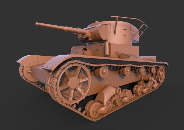 tank t-26 clean 3D 模型 .c4d .max .obj .3ds .fbx .stl .blend 