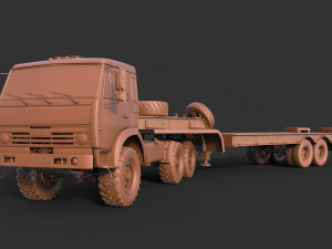 Kamaz 44100 with Trailer Model 3D