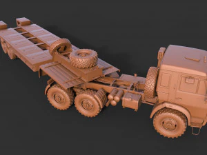 Kamaz 44100 with Trailer 3D Model
