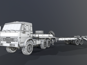 Kamaz 44100 with Trailer Model 3D