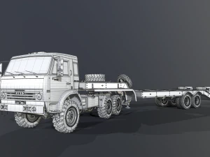 Kamaz 44100 with Trailer 3D Model