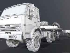 Kamaz 44100 with Trailer Model 3D