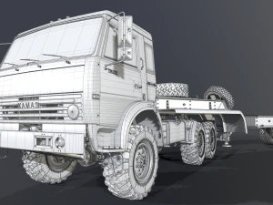 Kamaz 44100 with Trailer 3D Model