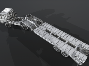 Kamaz 44100 with Trailer Model 3D