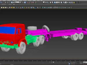 Kamaz 44100 with Trailer 3D Model
