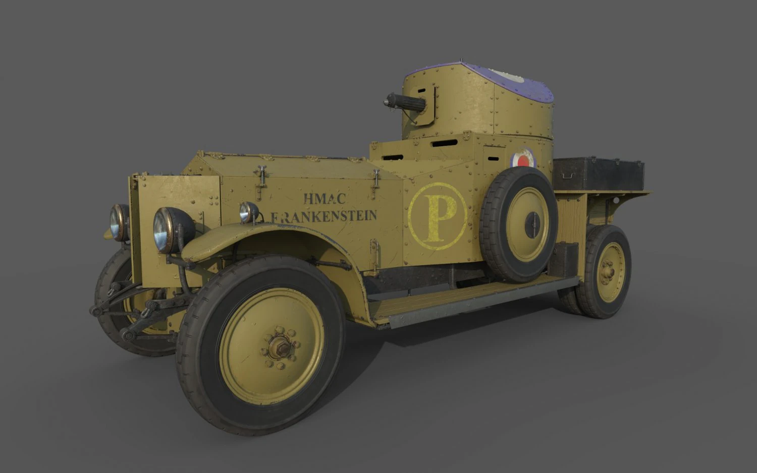 Armored Car 1914 3D Model .c4d .max .obj .3ds .fbx .stl .blend