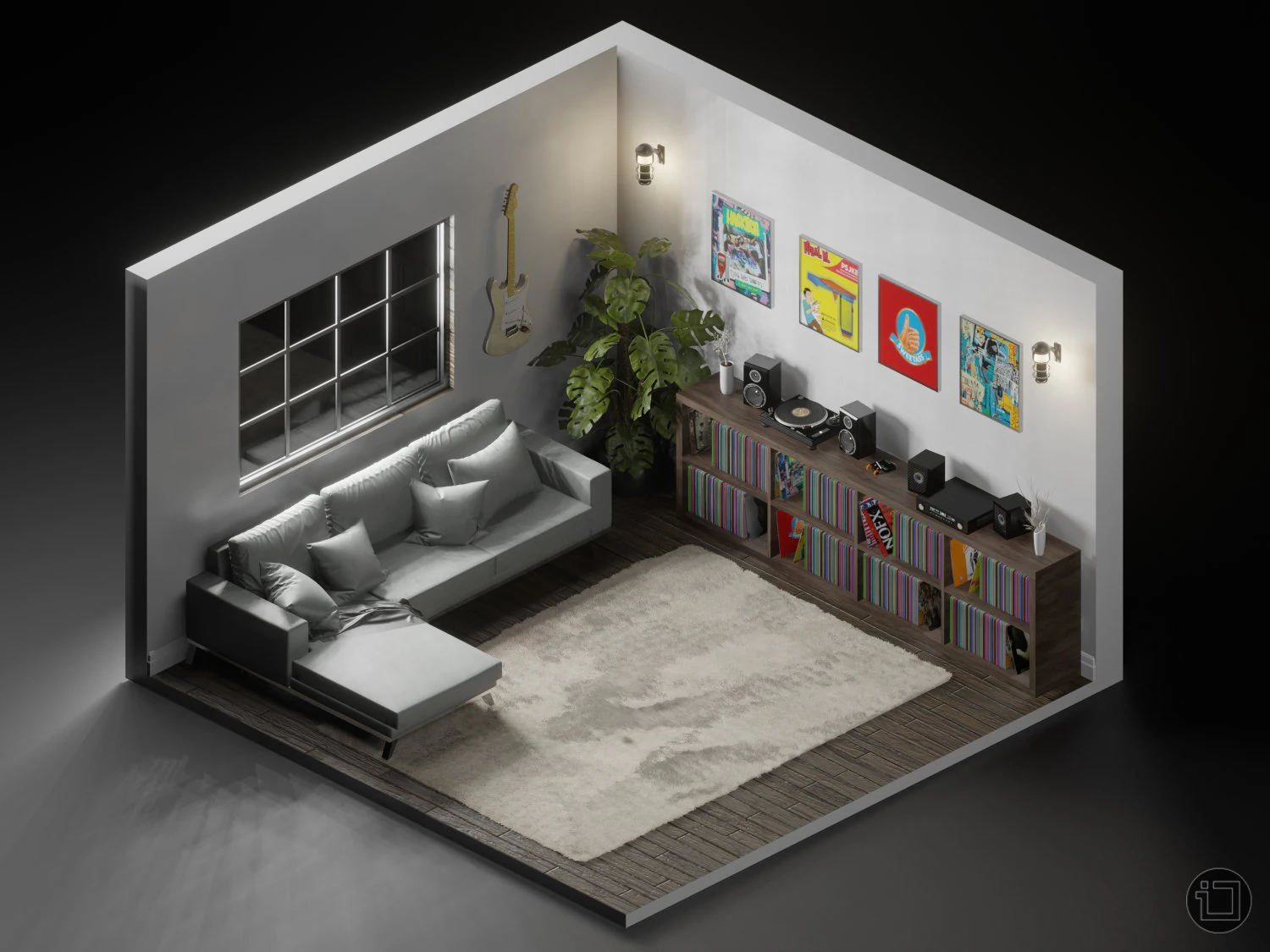 records room 3D Model .c4d .max .obj .3ds .fbx .stl .blend 