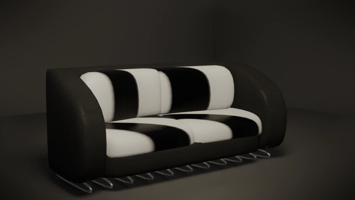 black and white lowpoly sofa 3D Model .c4d .max .obj .3ds .fbx .stl .blend
